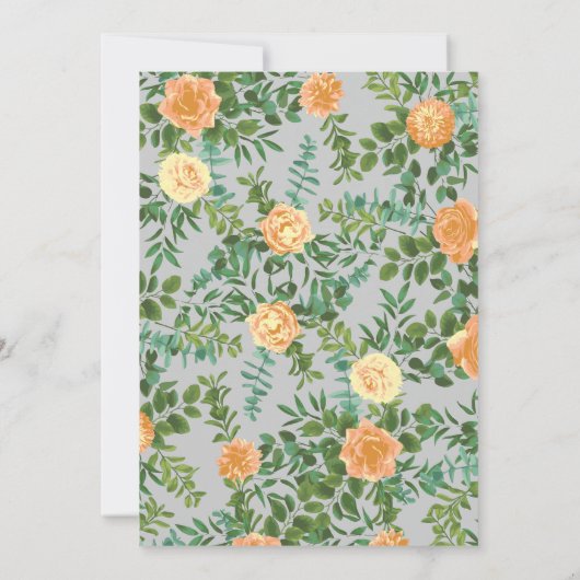 Invitation Peach Grey Mariage Spring Floral (Dos)