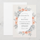 Invitation Peach Harmonious Botanical Wedding (Devant / Derrière)
