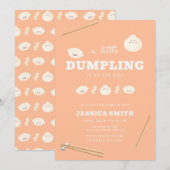 Invitation Peach Kawaii Bao Dumpling Baby Shower  (Devant / Derrière)