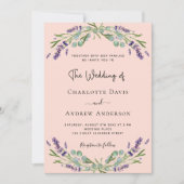 Invitation Peach lavande violet floraux mariage verdure (Devant)