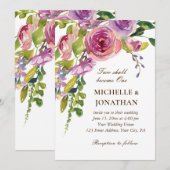 Invitation Peach Lavender Floral Greenery Mariage chrétien (Devant / Derrière)