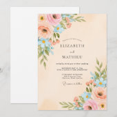 Invitation Peach Lustrous Spring Wedding (Devant / Derrière)