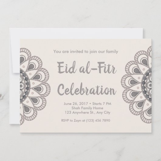 Invitation Peach Mandala Eid al-Fitr (Devant)