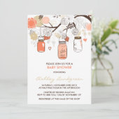 Invitation Peach Mason Jars Baby shower de printemps Invitati (Debout devant)