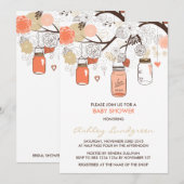Invitation Peach Mason Jars Baby shower de printemps Invitati (Devant / Derrière)