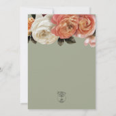 Invitation Peach Mimosa Blooms Floral Sage Mariage (Dos)