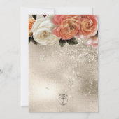 Invitation Peach Mimosa Blooms Gold Floral Mariage (Dos)