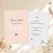 Invitation Peach Minimaliste Baby Girl Douche