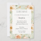 Invitation Peach Mint Pretty Rose Floral Birthday (Devant)