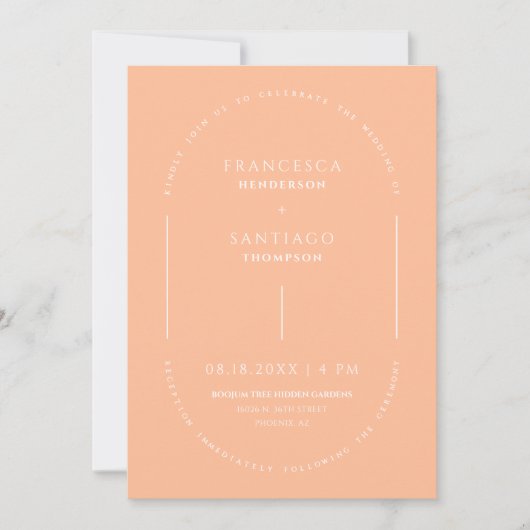 Invitation Peach Modern Arch Code QR Mariage Photo (Devant)