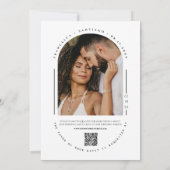 Invitation Peach Modern Arch Code QR Mariage Photo (Dos)