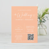 Invitation Peach Modern Minimalist Mariage Arch QR Code Photo (Debout devant)