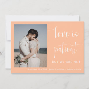 Invitation Peach Modern Minimalist Script Elopement photo