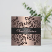 Invitation Peach Moderne Rose Sweet 16 Anniversaire Invitatio (Debout devant)