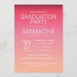 Invitation Peach moderne Summer Gradient Graduation Party