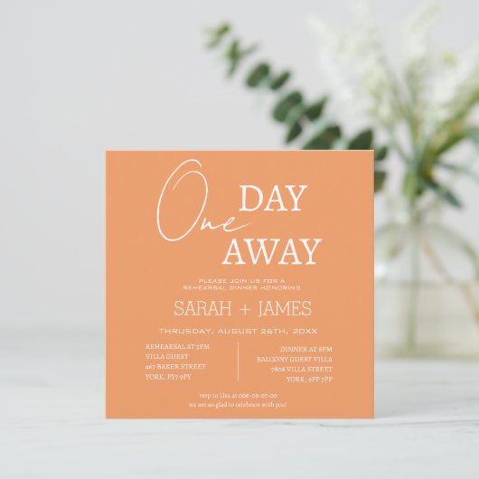 Invitation Peach Moderne Un Jour Plus Mariage (Debout devant)