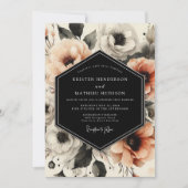 Invitation Peach Moody Bloom Wedding (Devant)