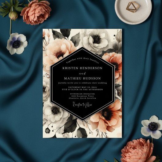 Invitation Peach Moody Bloom Wedding