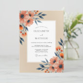 Invitation Peach Navy Refined Autumn Wedding (Debout devant)