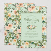 Invitation Peach Neo Mint Dusty Blue Floral Fête des Mères (Devant / Derrière)