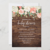 Invitation Peach or Floral Aquarelle Baby shower en bois (Devant)