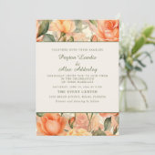 Invitation Peach Orange Aquarelle Floral Crème Mariage (Debout devant)