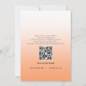 Invitation Peach Orange Fuzz Elegant Photo QR Code Mariage (Dos)