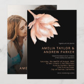 Invitation Peach Orange Fuzz Moderne Aquarelle Florale Mariag (Devant / Derrière)