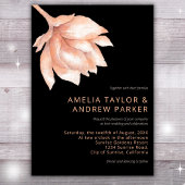 Invitation Peach Orange Fuzz Moderne Aquarelle Florale Mariag