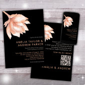 Invitation Peach Orange Fuzz Moderne Aquarelle Florale Mariag