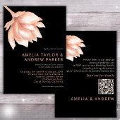 Invitation Peach Orange Fuzz Moderne Aquarelle Florale Mariag