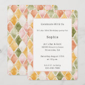 Invitation Peach Orange Vert Jaune Blush Rose Anniversaire (Devant / Derrière)