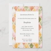 Invitation Peach Orange Vert Jaune Blush Rose Anniversaire (Devant)