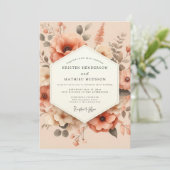 Invitation Peach Painterly Poppy Wedding (Debout devant)