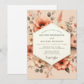 Invitation Peach Painterly Poppy Wedding (Devant / Derrière)