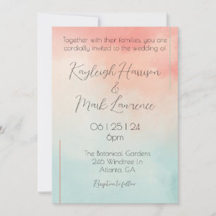 Invitation Peach Pastel Minimaliste Mariage romantique