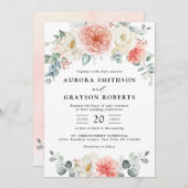 Invitation Peach Pastel Peach Pink FlorMariage (Devant / Derrière)