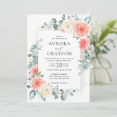Invitation Peach Pastel Peach Pink FlorMariage (Debout devant)