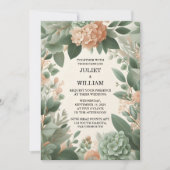 Invitation Peach Peach Mint Moss Sage Green Mariage (Devant)