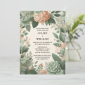 Invitation Peach Peach Mint Moss Sage Green Mariage (Debout devant)