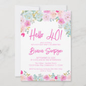 Invitation Peach Peach Rose Floral 40e Anniversaire (Devant)