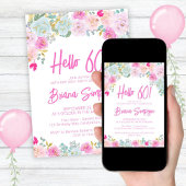 Invitation Peach Peach Rose Floral 60e fête d'anniversaire