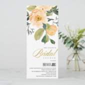 INVITATION PEACH PEONY FLORAL BUNCH FÊTE DES MARIÉES DE COULE (Debout devant)