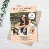 Invitation Peach photo collage luxe anniversaire