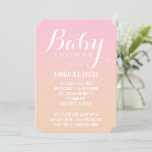 Invitation Peach & Pink Baby (Debout devant)