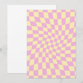 Invitation Peach PInk Checks Retro Lilac Peach (Devant / Derrière)