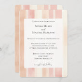 Invitation Peach Pink Cream Stripes Wedding (Devant / Derrière)