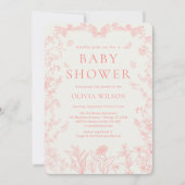 Invitation Peach Pink Garden Chinoiserie Baby shower (Devant)