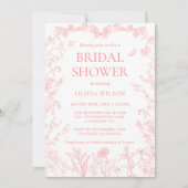 Invitation Peach Pink Garden Chinoiserie Fête des mariées (Devant)