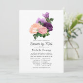 Invitation Peach Pink & Lavender Purple Floral Douche par Mai (Debout devant)